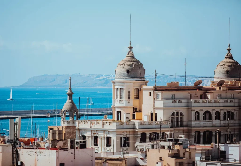 Historic building with domes overlooking the sea