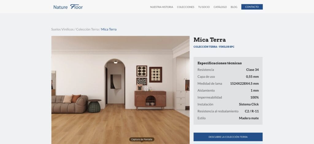 Suelo vinílico estilo madera en dormitorio moderno